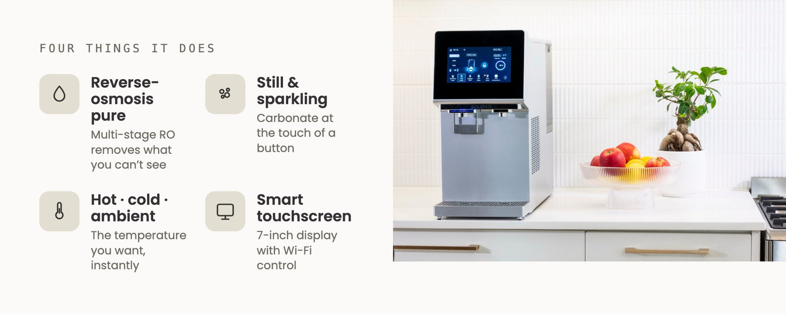 PureSpark — reverse-osmosis pure, still & sparkling, hot & cold, smart touchscreen
