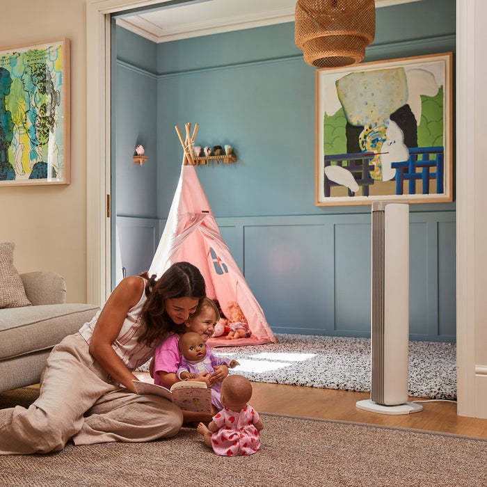 MeacoFan Sefte Smart 36" Tower Fan cooling a child's playroom