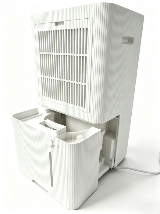 Solenco 20L Dehumidifier rear view with the water tank partly removed