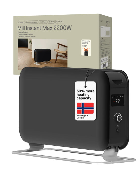Mill LED Portable Heater 2200W – Silent Convection Heat, Gentle on Your Air.