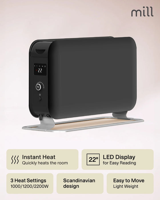 Mill LED Portable Heater 2200W – Silent Convection Heat, Gentle on Your Air.