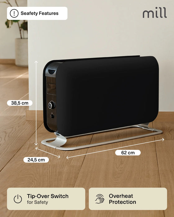 Mill LED Portable Heater 2200W – Silent Convection Heat, Gentle on Your Air.