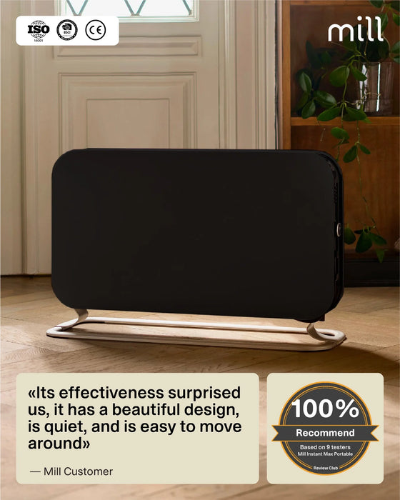 Mill LED Portable Heater 2200W – Silent Convection Heat, Gentle on Your Air.