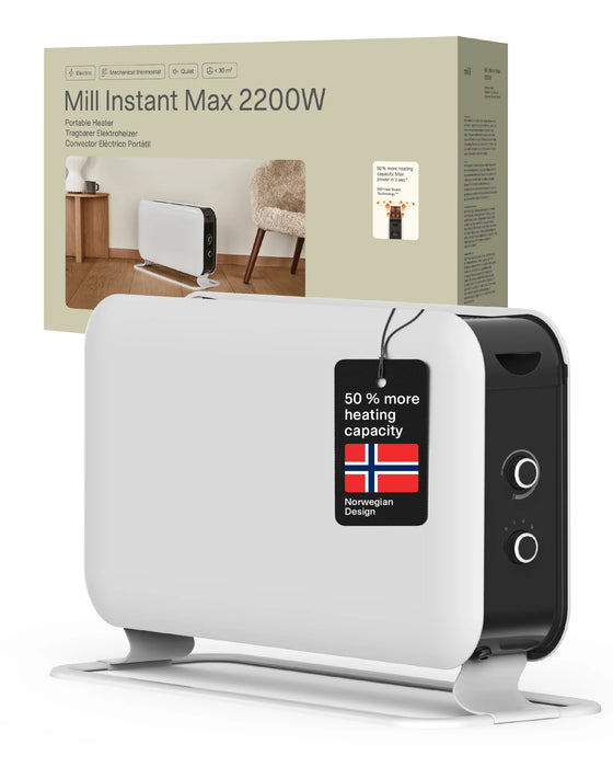Mill LED Portable Heater 2200W – Silent Convection Heat, Gentle on Your Air.