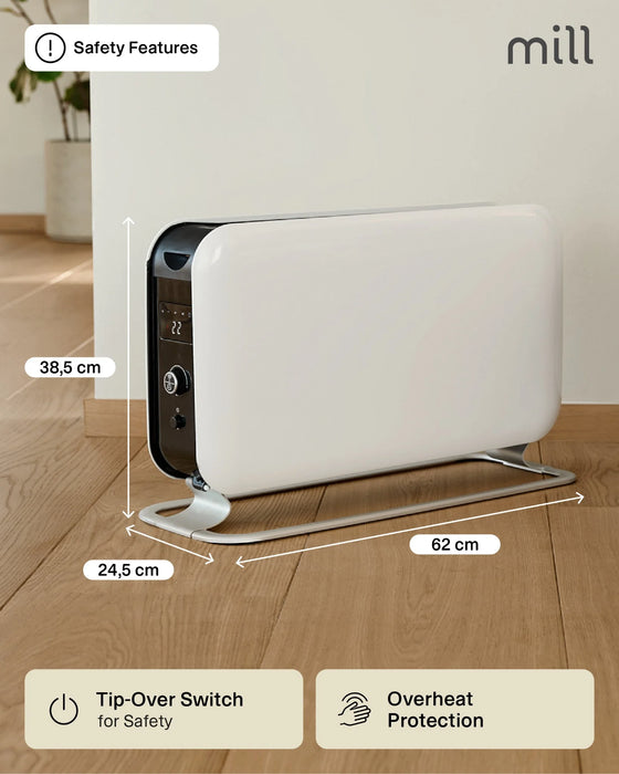 Mill LED Portable Heater 2200W – Silent Convection Heat, Gentle on Your Air.