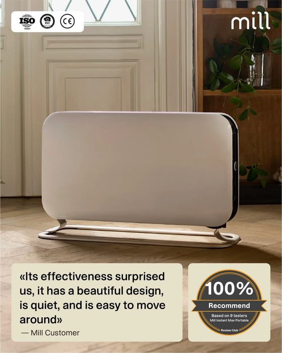 Mill LED Portable Heater 2200W – Silent Convection Heat, Gentle on Your Air.