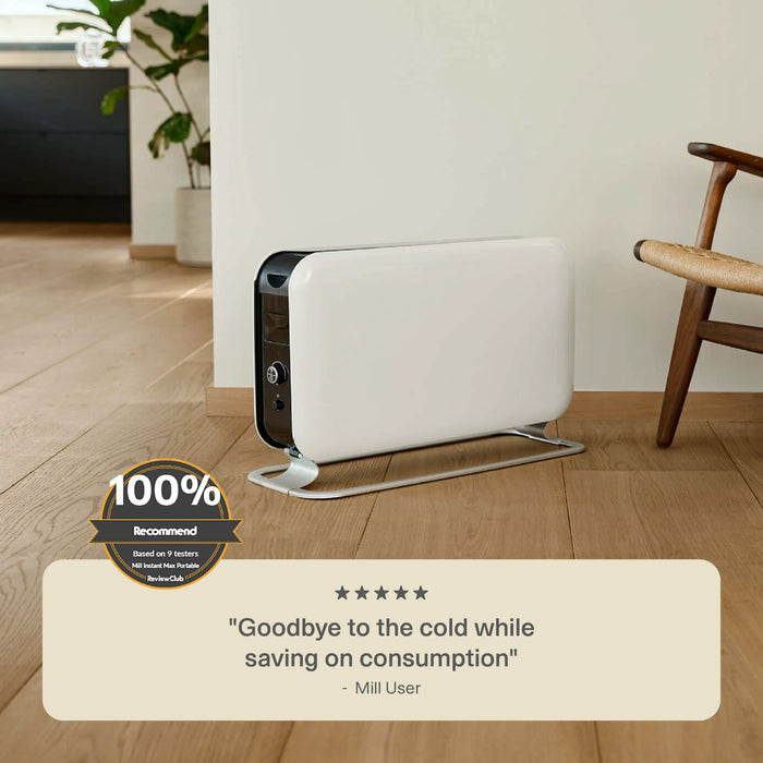 Mill LED Portable Heater 2200W – Silent Convection Heat, Gentle on Your Air.